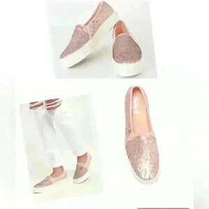 Keds Decker Reverse Sequin Shoes,‎ size 8| Slip-On Pink Silver  Sequins